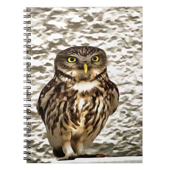 Kleines Brown Barn Owl Kunstportrait Notizblock (Vorderseite)