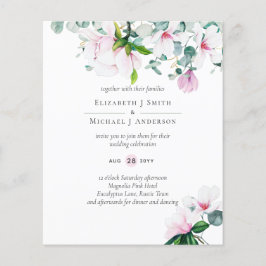 KLEINES BUDGET Rosa Magnolias Sage Eukalyptus Wedd Flyer
