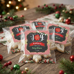 "Kleines Bündel Freude" Weihnachts-Baby-Party Quadratischer Aufkleber