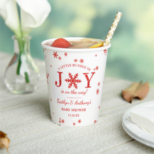 Kleines Bündel von freudlicher Weihnachtsdusche Pappbecher