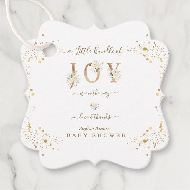 Kleines Bündel von Joy White Gold Blumendusche Geschenkanhänger (Vorderseite)