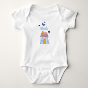 Kleines Cottage-Haus unter dem nächtlichen Himmel Baby Strampler