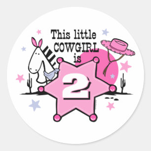 Kleines Cowgirl 2. Birthay Aufkleber