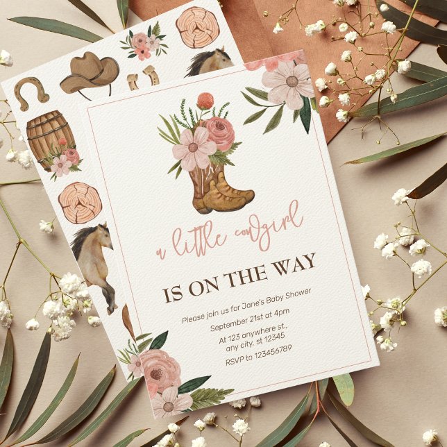 Kleines Cowgirl auf der Way Baby Dusche Einladung (Von Creator hochgeladen)