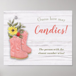 Kleines Cowgirl Bootie White Wood Duwer Spielzeich Poster