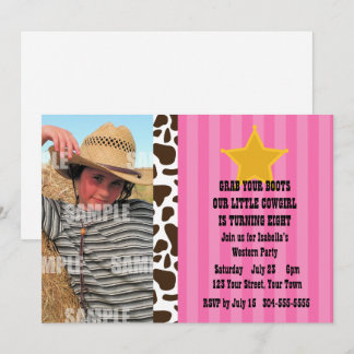 Kleines Cowgirl-Geburtstags-Party Einladung