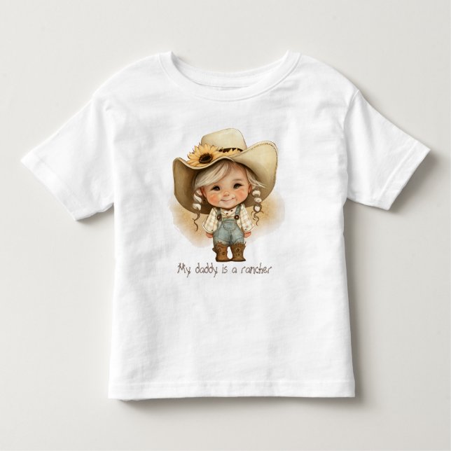 Kleines Cowgirl, mein Papa, ist ein Rancher Kleinkind T-shirt (Vorderseite)