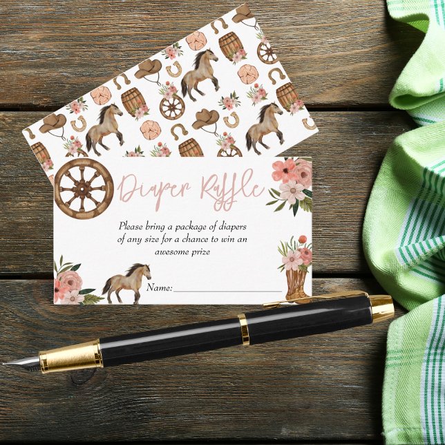 Kleines Cowgirl on Way Baby Duschdusche Windeln Ra Begleitkarte (Von Creator hochgeladen)