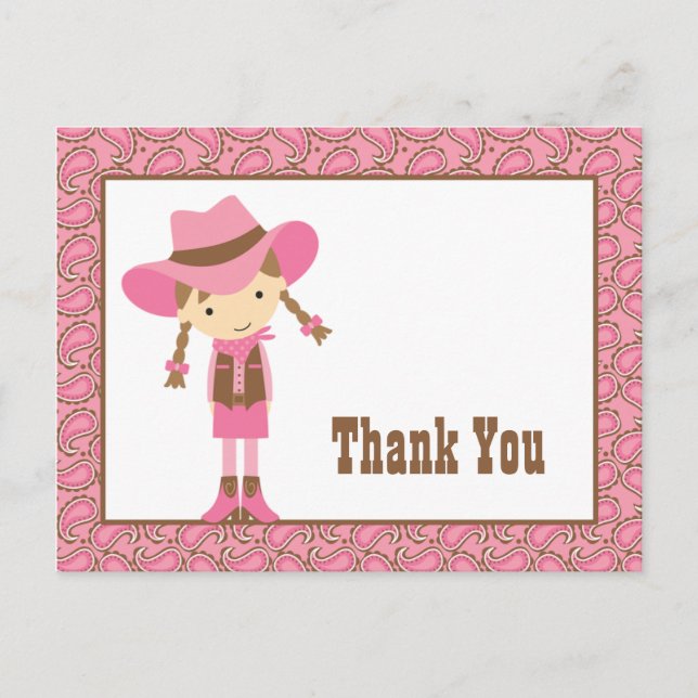 Kleines Cowgirl Vielen Dank Postcard Postkarte (Vorderseite)