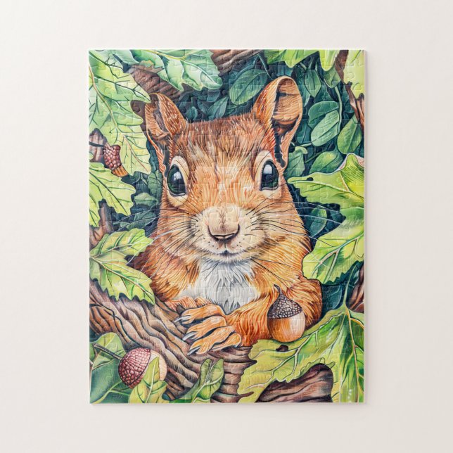 Kleines Eichhörnchen im Eichenbaum Puzzle (Vertikal)