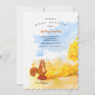 Kleines Eichhörnchen im Wald - Babyparty Einladung