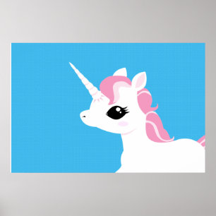 Kleines Einhorn mit rosa Mangposter Poster