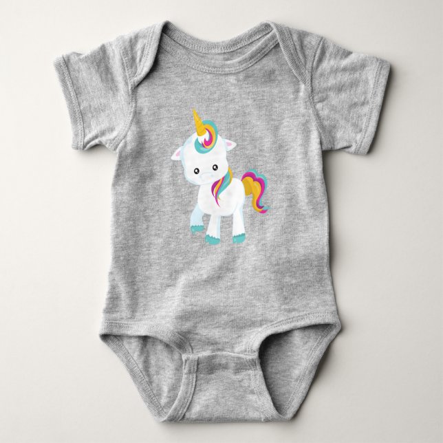 Kleines Einhorn, Niedliches Einhorn, magisches Ein Baby Strampler (Vorderseite)