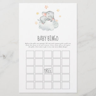Kleines Elephant Girl Baby Bingo Spiel Flyer