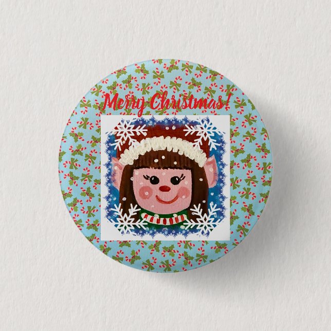 Kleines Elfenmädchen Button (Vorderseite)