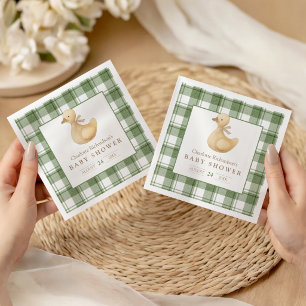Kleines Entlein Klassisches neutrales Gingham Serviette