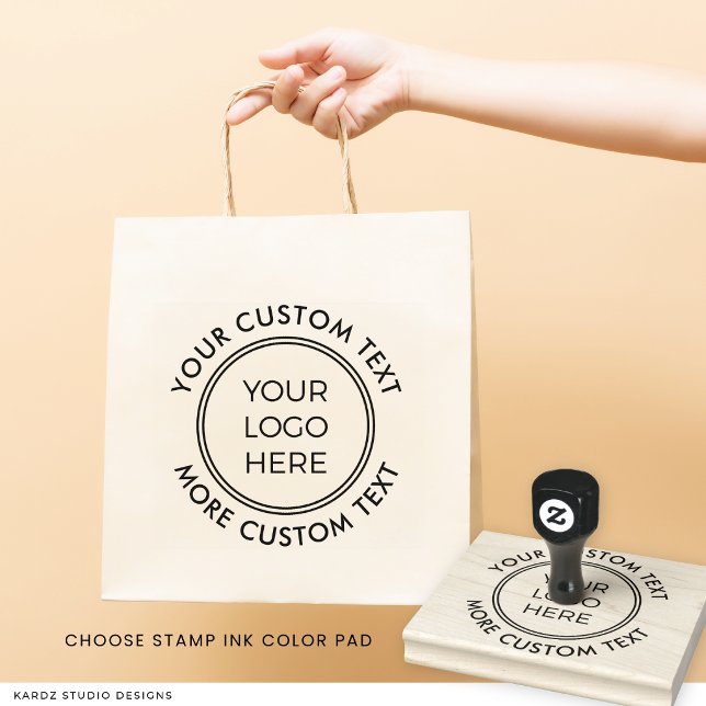 Kleines Firmenlogo mit individuellem Text - Gummis Gummistempel (The stamp shown is 4x5 inches. Choose a size and an optional color ink pad.)