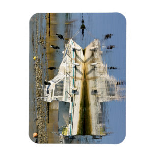 Kleines Fischerboot mit Kormoran Magnet