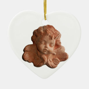 KLEINES FLORENTINANGEL HERZMONOGRAMM KERAMIKORNAMENT