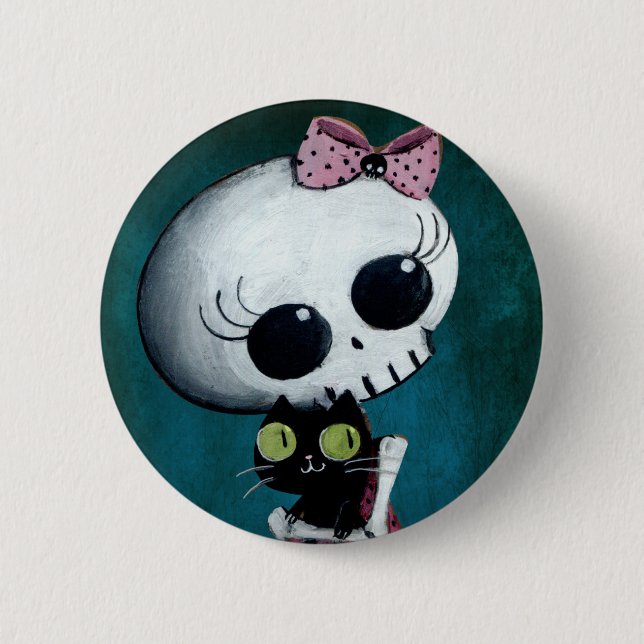 Kleines Fräulein Death - Halloween-Schönheit Button (Vorderseite)