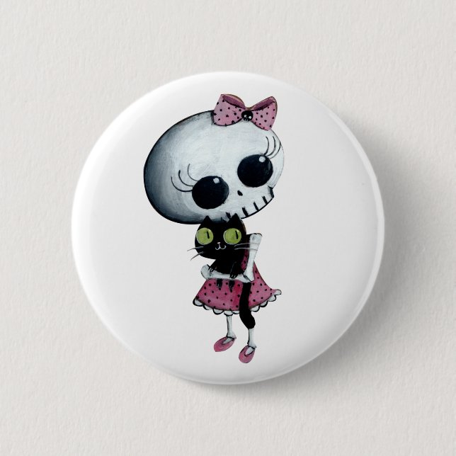 Kleines Fräulein Death - Hallowen Schönheit Button (Vorderseite)
