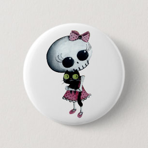 Kleines Fräulein Death - Hallowen Schönheit Button