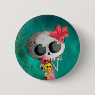 Kleines Fräulein Death mit Halloween-Eiscreme Button