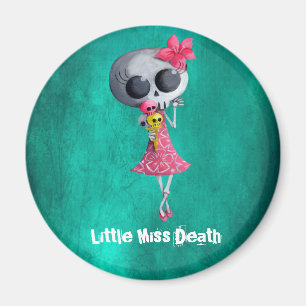 Kleines Fräulein Death mit Halloween-Eiscreme Magnet