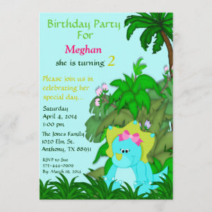 Kleines Fräulein Dino Birthday Invitation Einladung