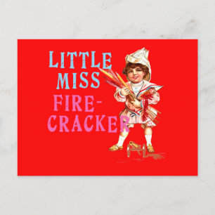 Kleines Fräulein Firecracker Vintage Americana Postkarte