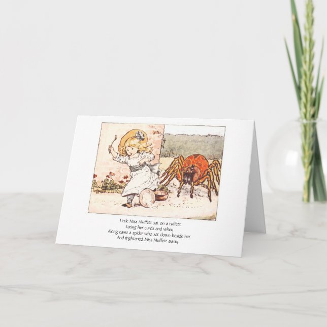 Kleines Fräulein Muffett u. Spinne, Gruß-Karte Karte (Vorderseite)