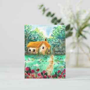 Kleines Gartenhaus Aquarell Postkarte