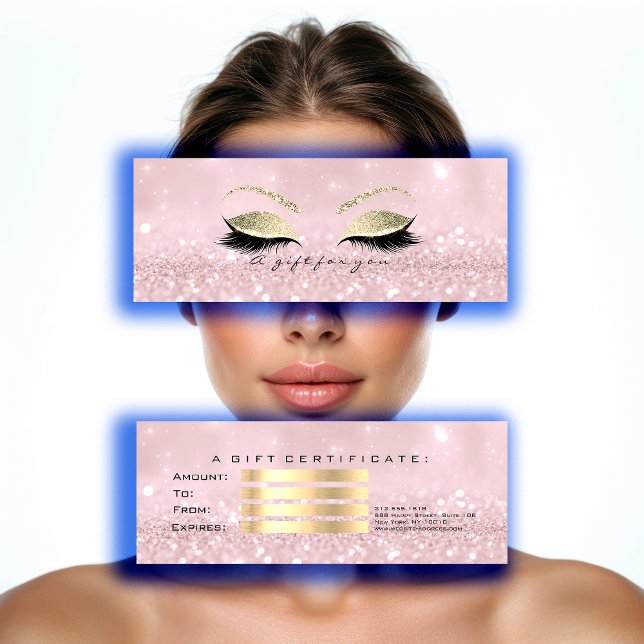 Kleines Geschenkzertifikat Rosa Glitzer Lash Makeu (Small Gift Certificate Pink Glitter Lash Makeup)