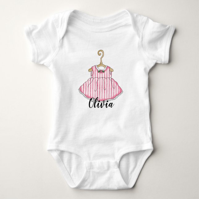 Kleines Girl's Pink Dress Säugling Strampler (Vorderseite)