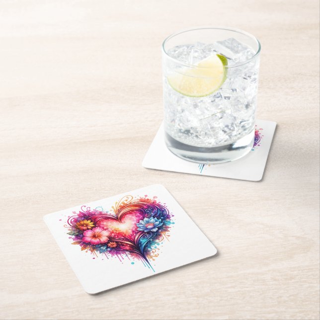 Kleines Glas Schütze Liebe Design Rechteckiger Pappuntersetzer (Vor Ort)