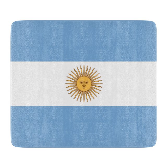 Kleines Glasschneidbrett mit argentinischer Flagge Schneidebrett (Vorderseite)