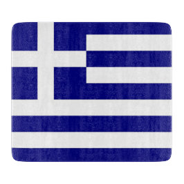 Kleines Glasschneidbrett mit griechischer Flagge Schneidebrett