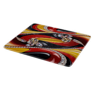 Kleines Glasspanbrett mit belgischen Farben Schneidebrett