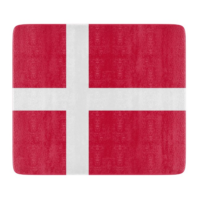 Kleines Glasspanbrett mit dänischer Flagge Schneidebrett (Vorderseite)