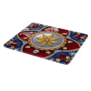 Kleines Glasspanbrett mit kolumbianischen Farben Schneidebrett