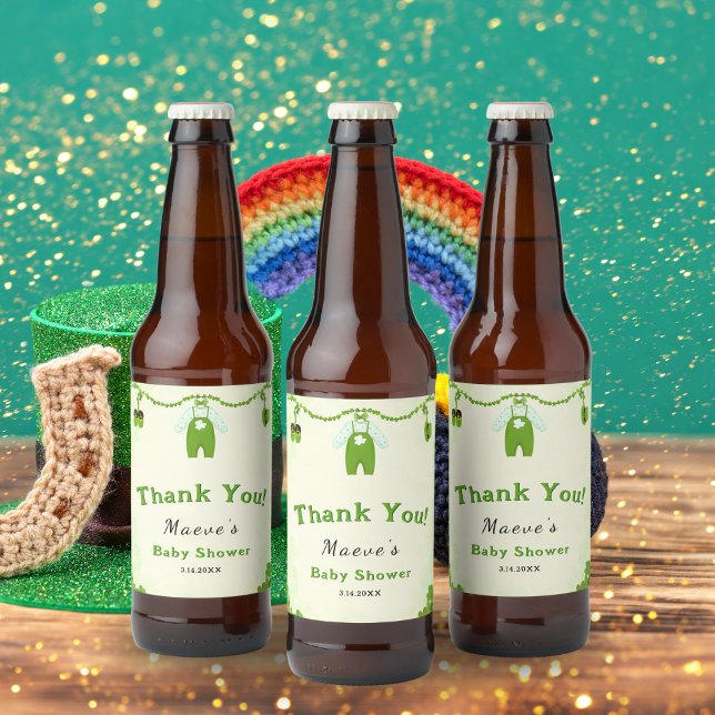 Kleines Glück 1 Kleeblatt Baby Outfit Babydusche Bierflaschenetikett (Von Creator hochgeladen)