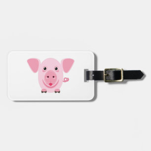 Kleines glückliches süßes rosa Schwein Gepäckanhänger