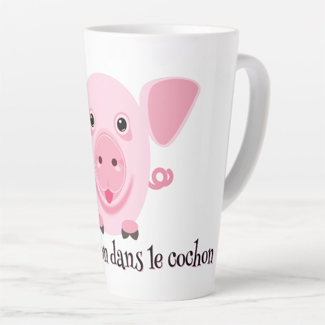 Kleines glückliches süßes rosa Schwein Milchtasse (Rechte Ecke)