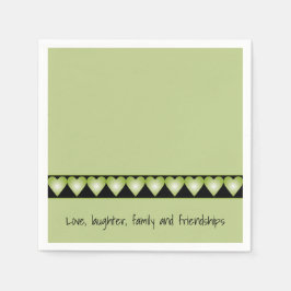 Kleines, grünes Herzmuster Serviette