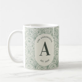 Kleines, grünes, monogrammatisches Maisloch Kaffeetasse