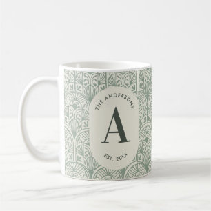 Kleines, grünes, monogrammatisches Maisloch Kaffeetasse
