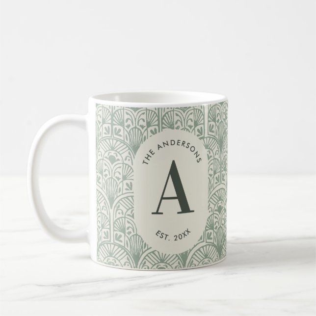 Kleines, grünes, monogrammatisches Maisloch Kaffeetasse (Links)