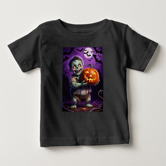 Kleines grünes Monster & Pumpkin Friend Baby T-shirt (Vorderseite)