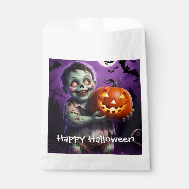 Kleines grünes Monster & Pumpkin Friend Geschenktütchen (Vorderseite)