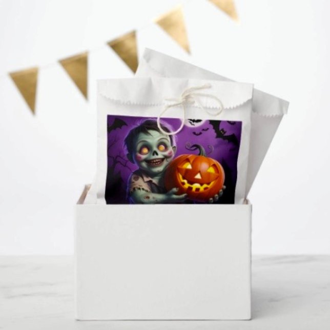 Kleines grünes Monster & Pumpkin Friend Geschenktütchen (Favor Bag Dimensions: 5.75”x8” sold in sets of 50. 
)